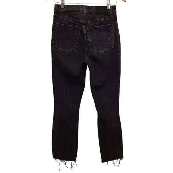 Abercrombie 2 (26) Ultra High Rise Mom Womens Jeans Black Distressed Frayed Hems - Picture 4 of 11